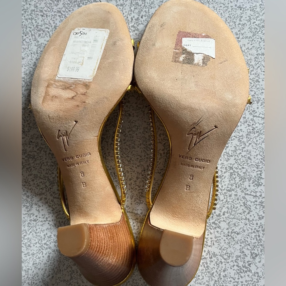 Giuseppe Zanotti Gold Embellished Heels - Picture 8 of 11